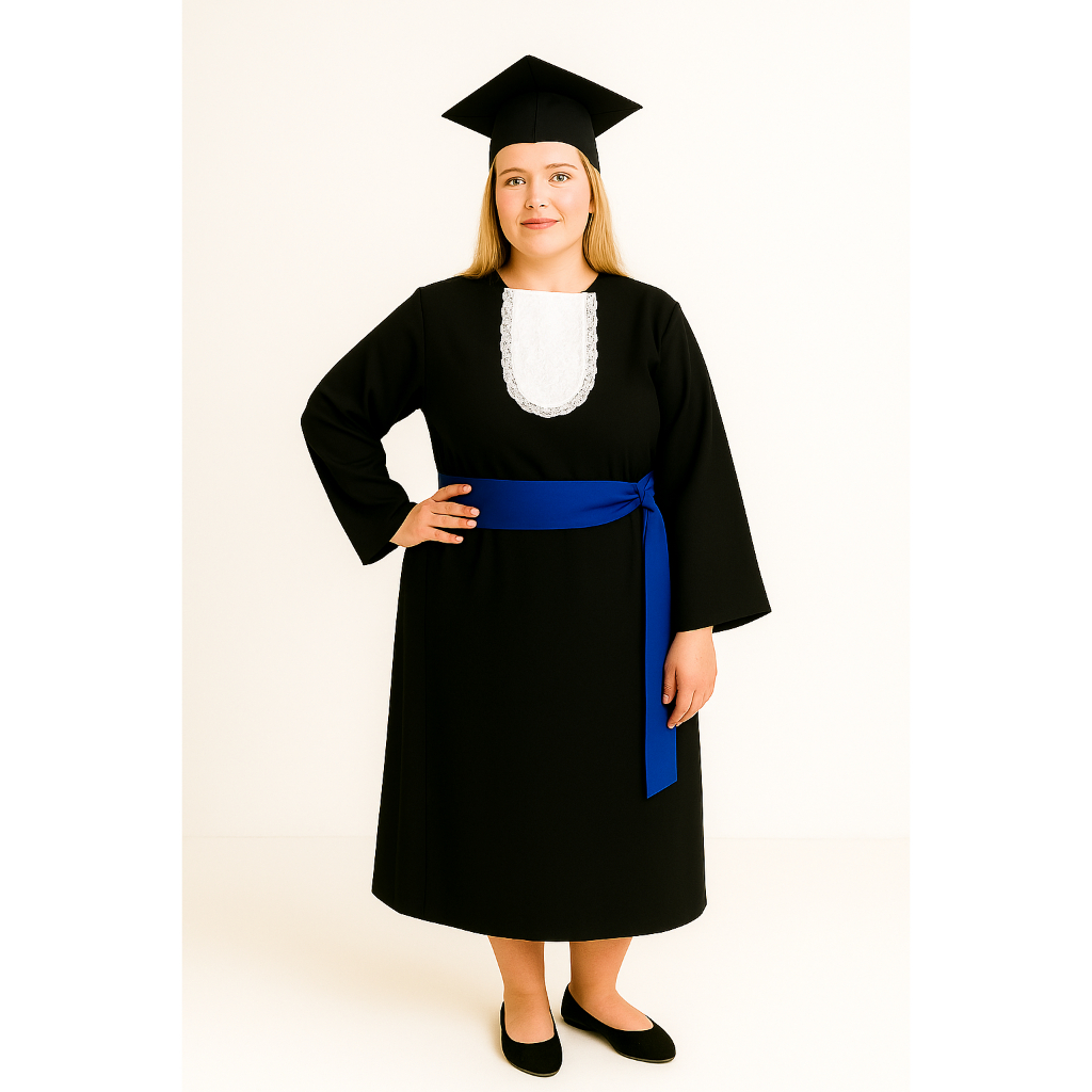 Beca Para Formatura – Tamanhos Especiais Com Faixa + Jabô + Capelo ...