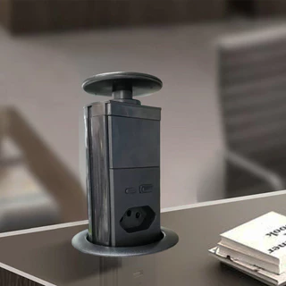 Tomada de Mesa 3 Pinos com Elevação + USB - TIPO-C 5V/10A-20A - Carregador Multifuncional Casa Escritório Soutimes