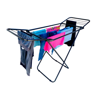 Varal De Chão GRANDE Dobrável e Retrátil Slim Branco ou Preto - Reforçado em Oferta na Shopee