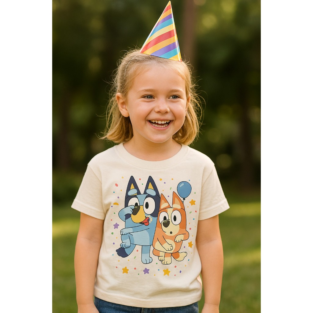camiseta aniversário bluey com bingo algodão blusa presente infantil ...