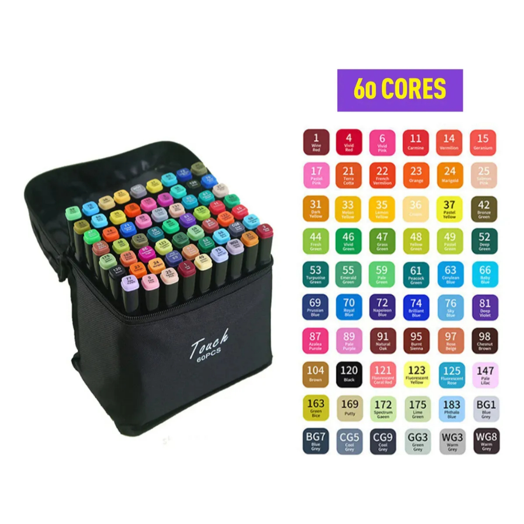 Kit Estojo Canetinha Marcador Touch T60 Ponta Dupla 60 Cores | Shopee ...