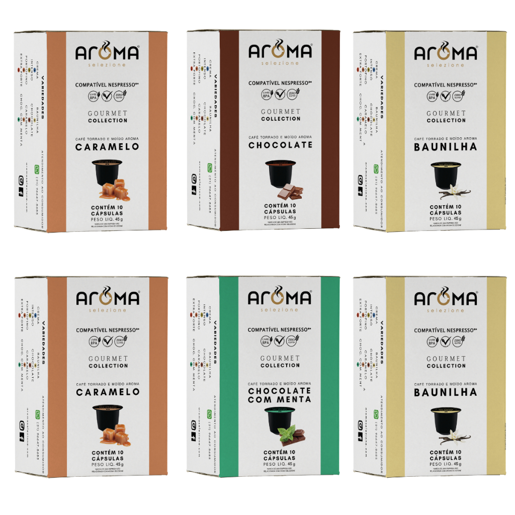 shopRosa　PREMIUM Bio Aroma 4本セット 60 Cápsulas Nespresso* Café Aromatizado Aroma Selezione - Escolha