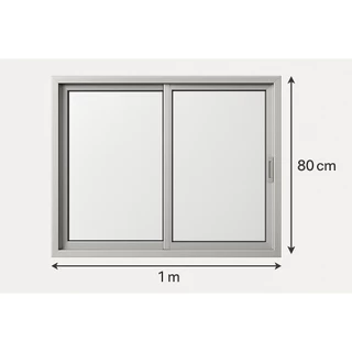 Janela 2 Folhas 1 Fixa 1 Móvel de Correr 80x100 em Aluminio Vidro Liso
