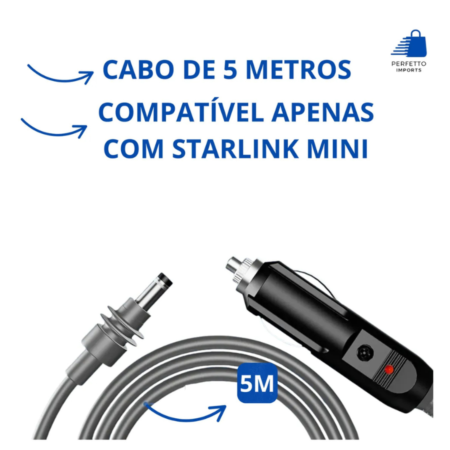 Cabo 12v/24v Carregamento Starlink Mini 5m Automóvel Net | Shopee Brasil