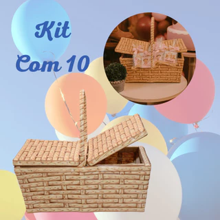 Kit com 10 Cesta de Piquenique Pequena 28x16,5x14 em Oferta na Shopee