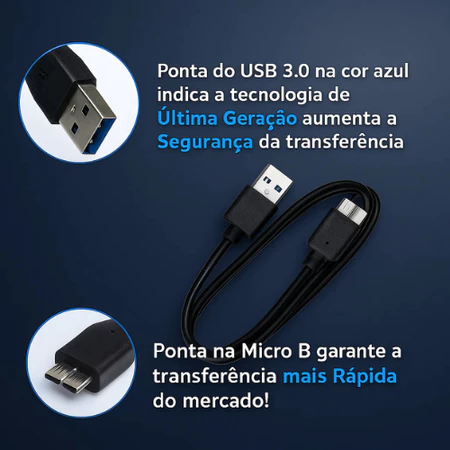 HD Externo WD Blue e Black(Gamer) 500GB 1TB Para Notebook Portátil USB 3.0 Ideal Backup e Arquivos