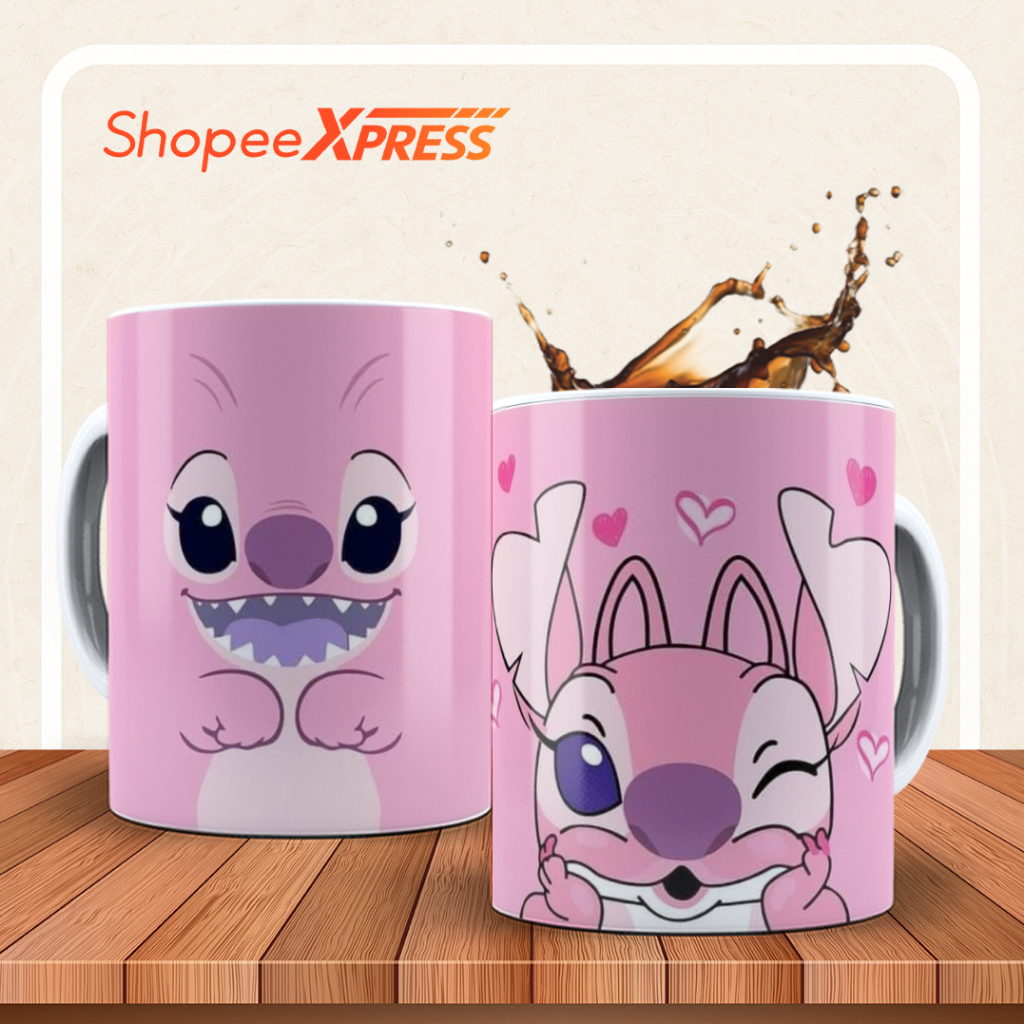 Caneca Angel Stitch Rosa – Design Fofo e Exclusivo | Presente Perfeito ...