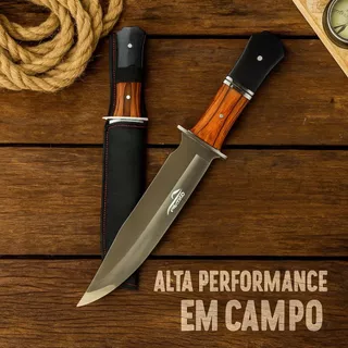 Faca Profissional Caça Cabo Artesanal Em Madeira E Metal