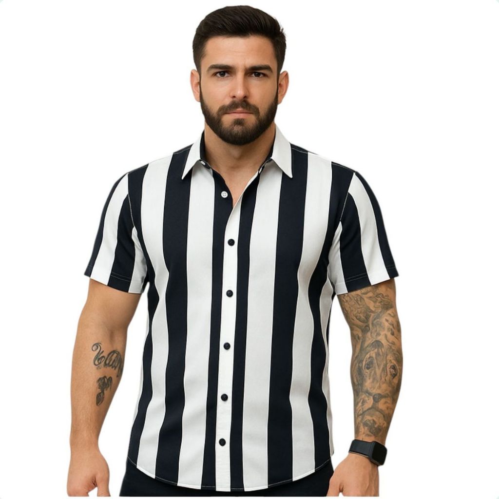 Camisa Masculina Listrada Casual