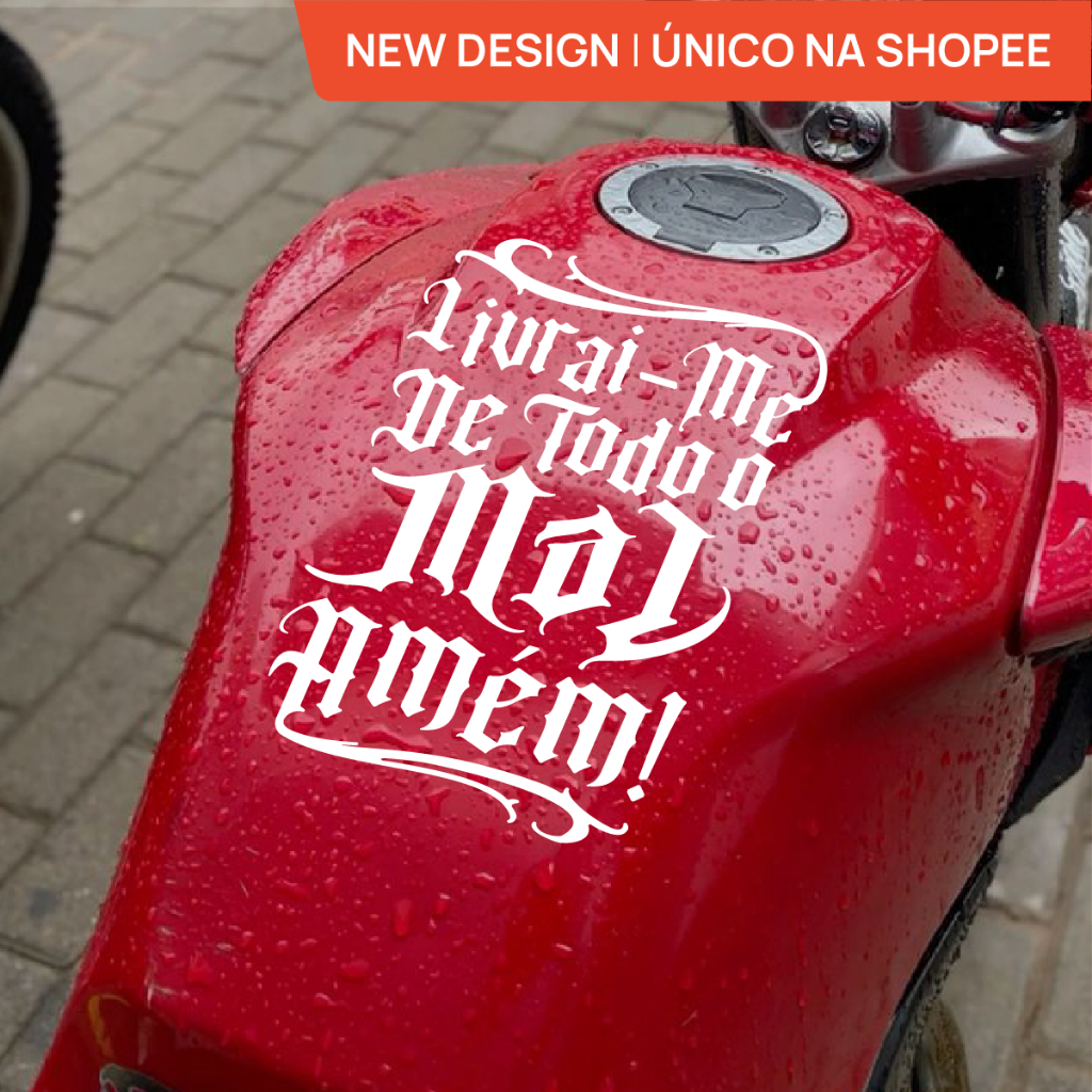 Adesivo para Tanque Moto Livrai-me De Todo Mal Amém Oração Original ...