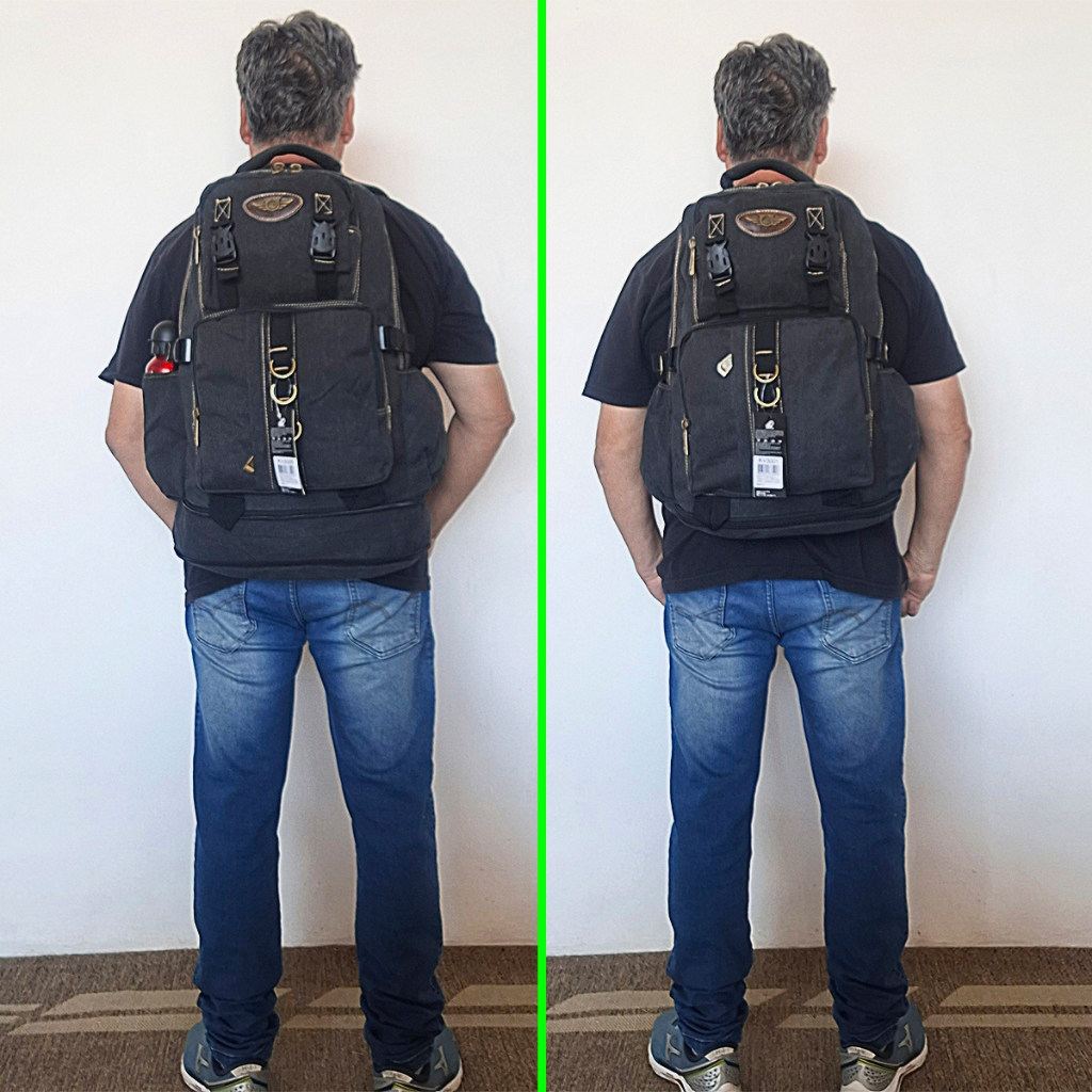 Mochila grande Lona 50 litros KVN 3001 fundo expansivo, note 17