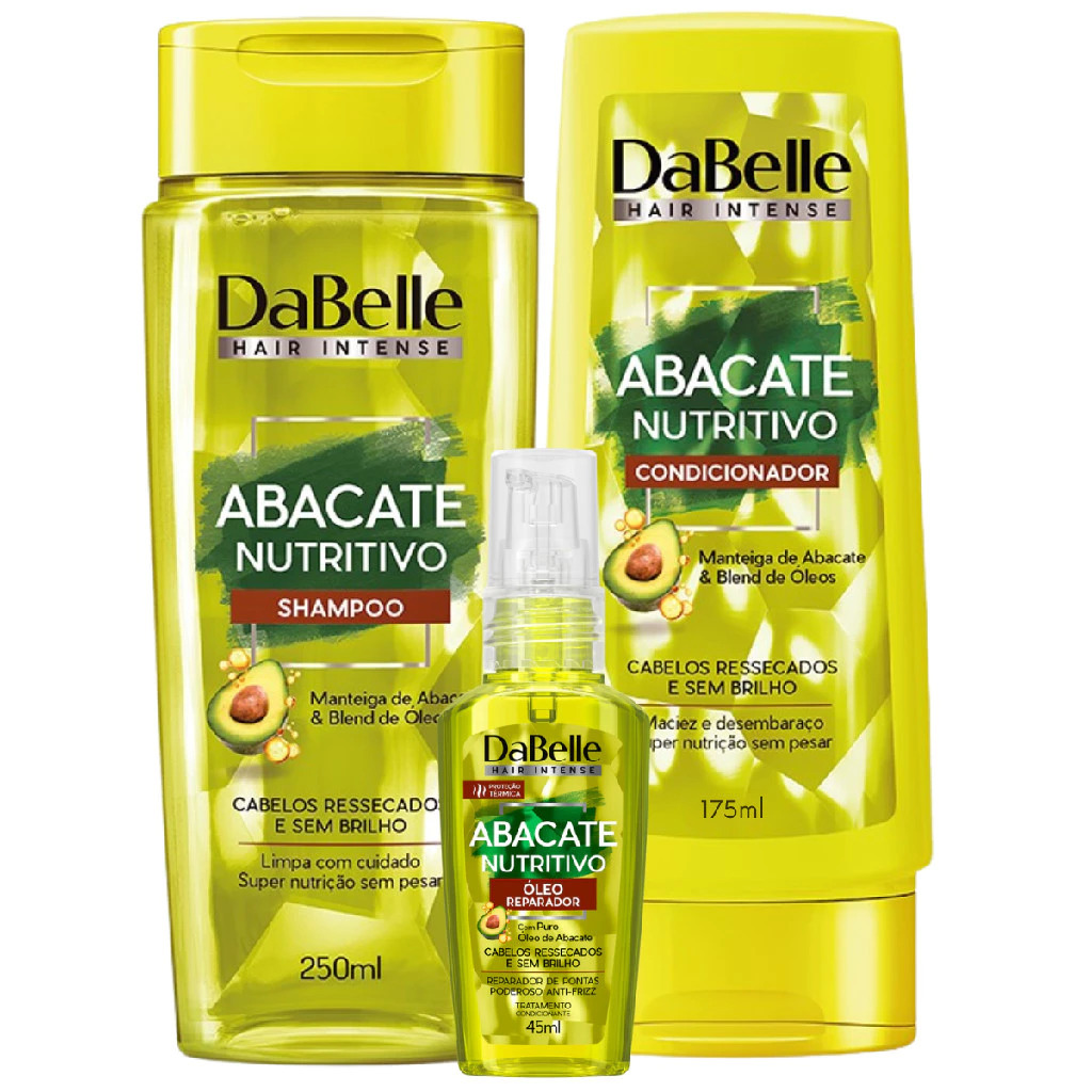 Kit Dabelle Abacate Nutritivo Shampoo 250ml Condicionador Leave-In ...
