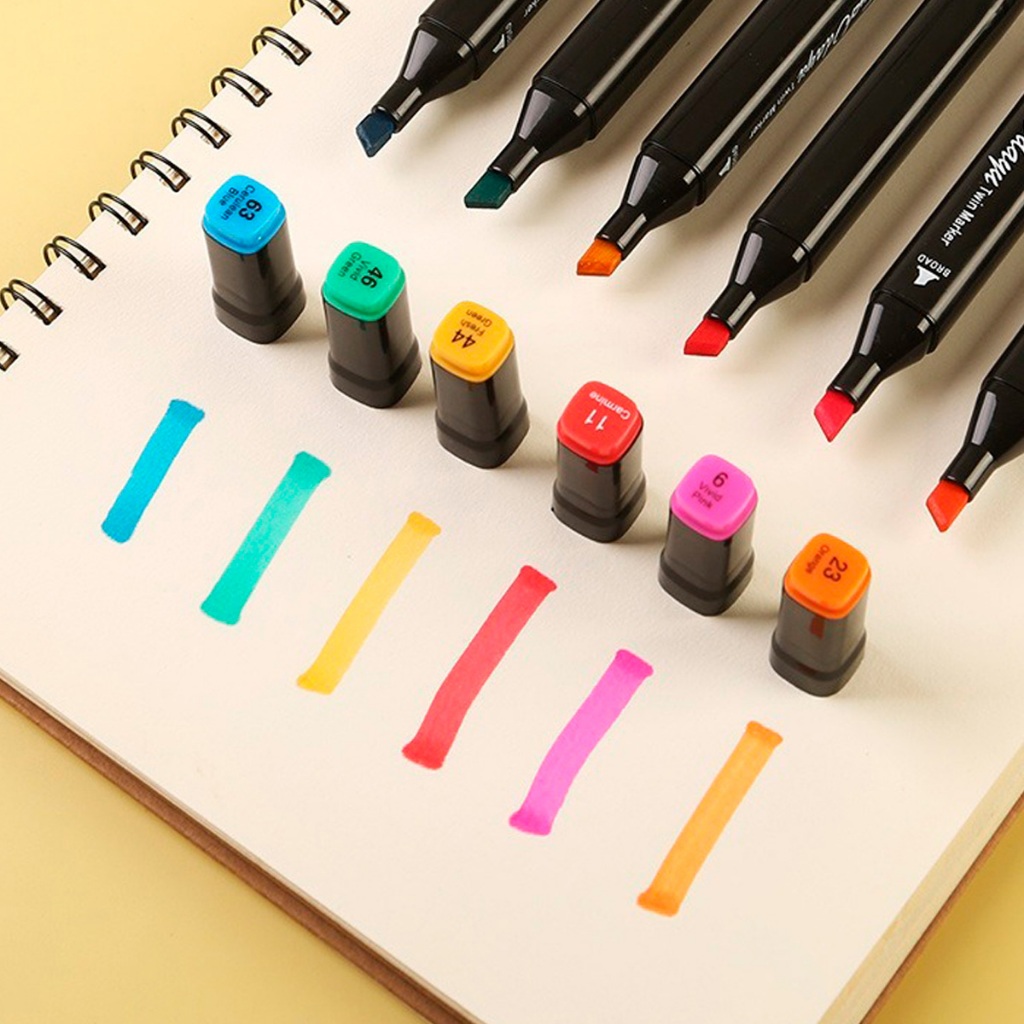 Canetinhas Coloridas Marca Texto Ponta Dupla [36 Cores] Braswei