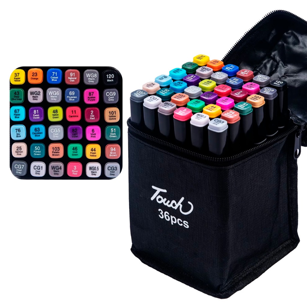 Canetinhas Coloridas Marca Texto Ponta Dupla [36 Cores] Braswei