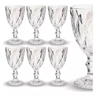 Jogo c/ 06 Taças Vidro Vinho/Agua 330ml Diamond Transparente