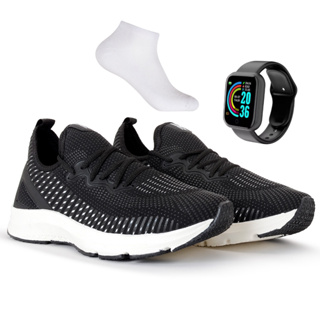 Kit Tênis Feminino Academia Caminhada Esportivo Treino Malhar BF Shoes + Meia + Smartwatch