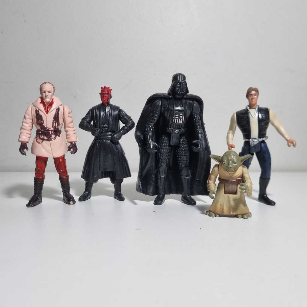 Lote 5 Figuras Star Wars - Darth Vader, Yoda, Han Solo e Outros