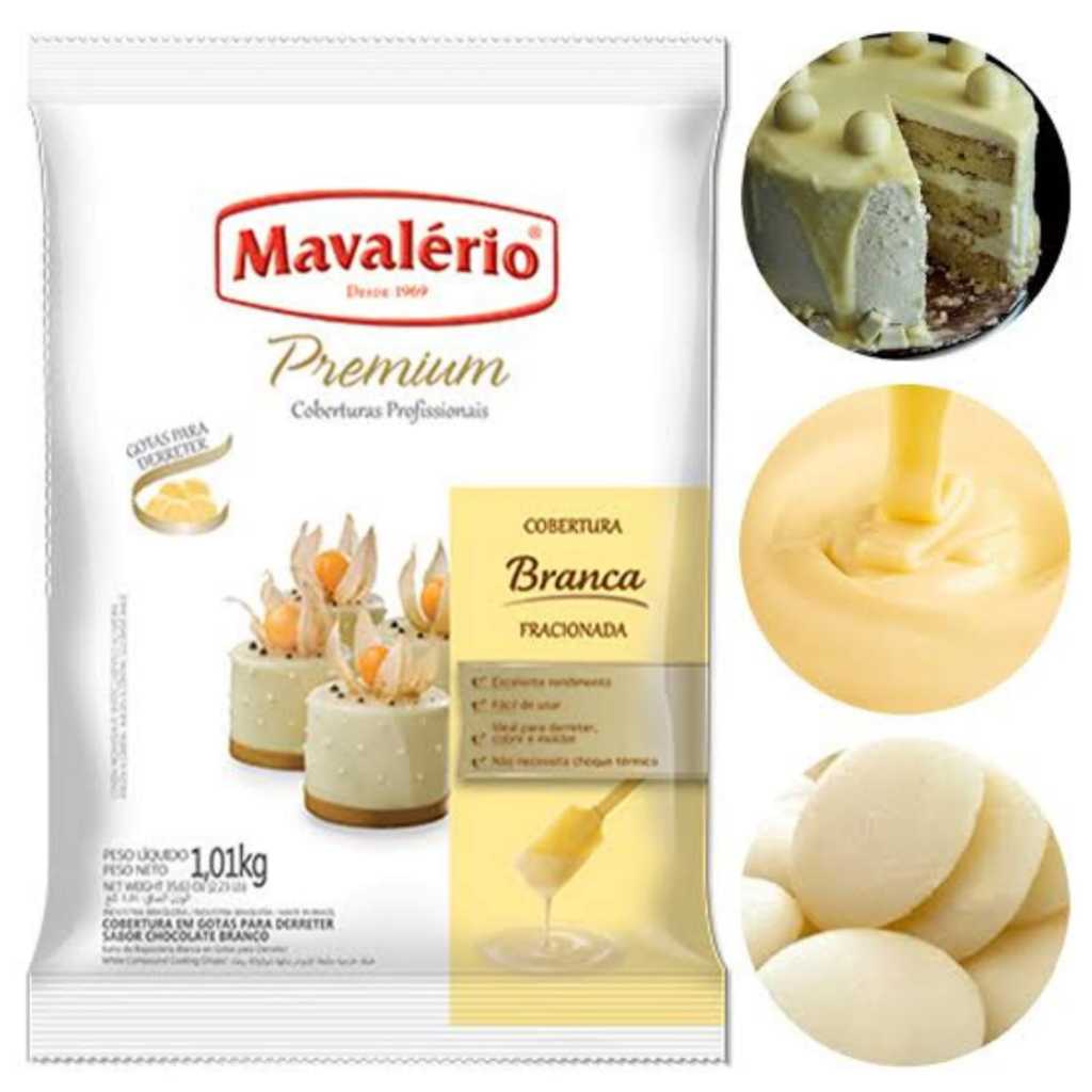 Chocolate Cobertura Fracionada Mavalério Premium branco 1,01