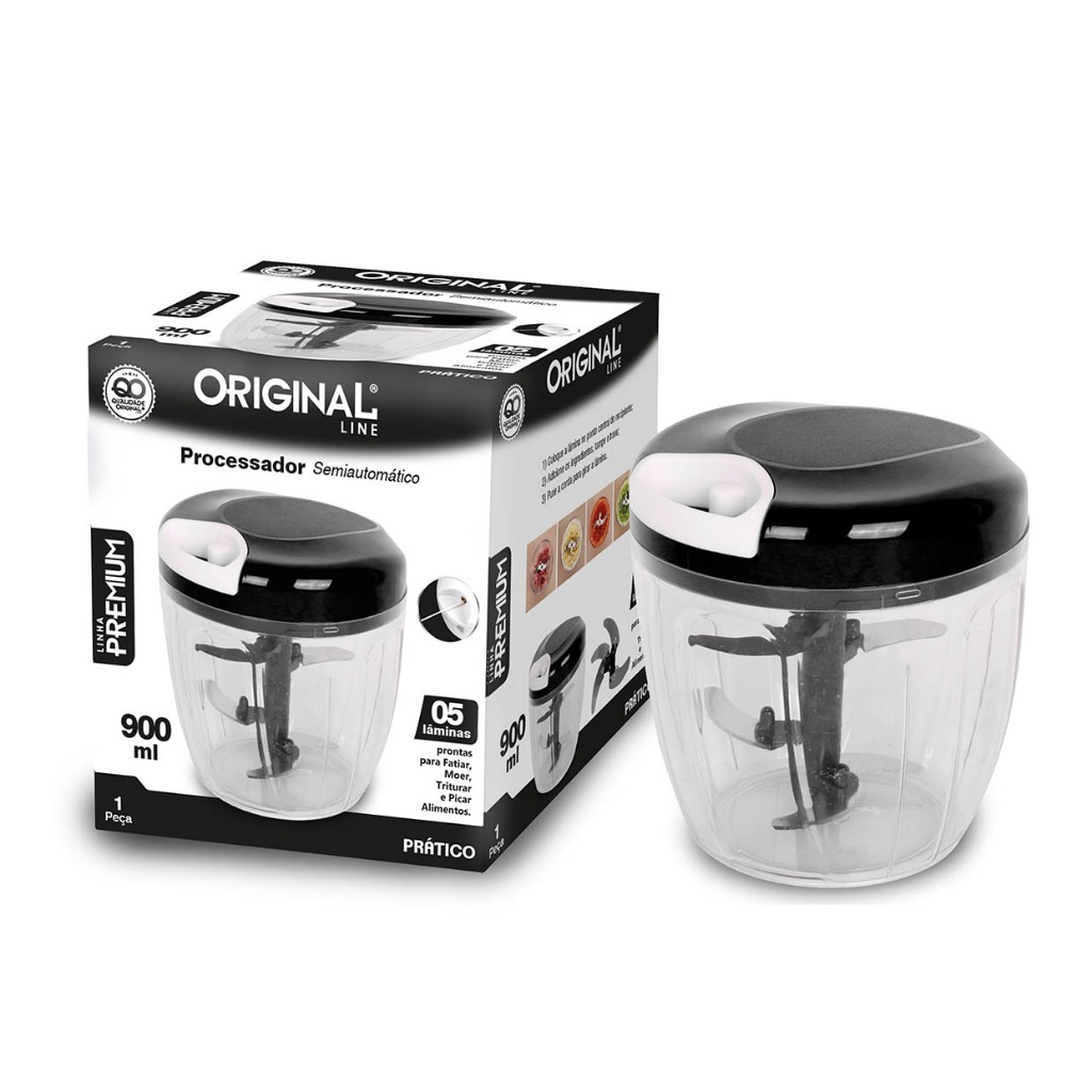 Processador Manual De Alimentos Grande 5 Lâminas 900ml Origi