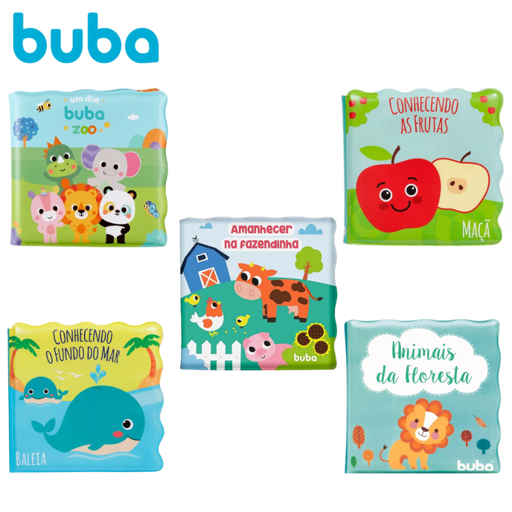 Livro de Banho Buba Animais Floresta Mar Fazendinha Livrinho Educativo ...
