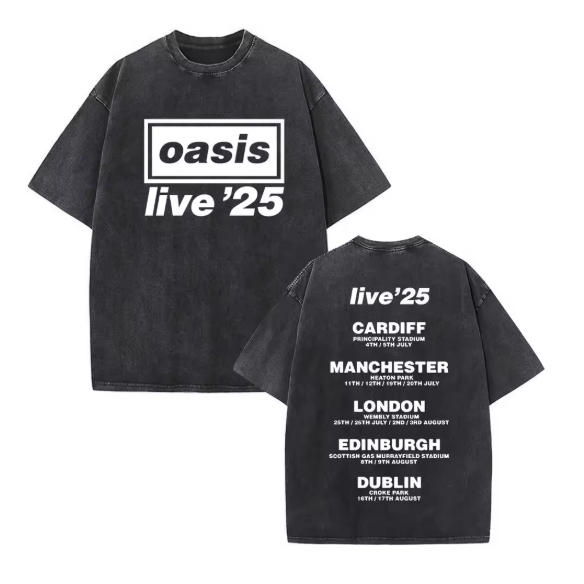 Camiseta Camisa Blusa Algodão Unissex Oasis Live 25 Cardiff