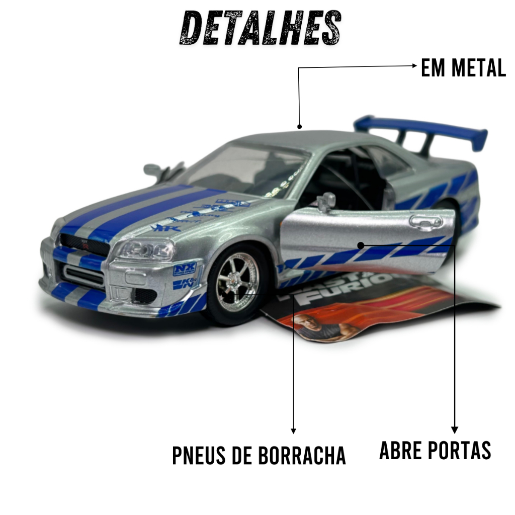 Miniatura Velozes e Furiosos Skyline Brian R34, Toyota Supra
