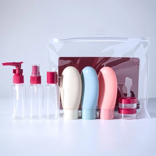 Conjunto Portátil de Viagem P/Cosméticos e Higiene–Frascos Potes e Bolsa Organizadora ATP26-3 em Oferta na Shopee