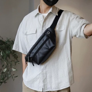 Pochete Masculina Feminina Bolsa Cintura Motoqueiro Couro legitimo Entra Fone em Oferta na Shopee