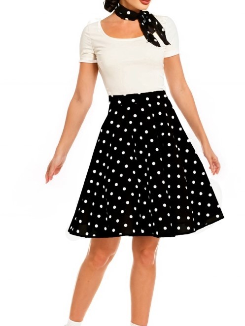 Saia Rodada Poá Bolinha Festa Fantasia Anos 60 anos 70 80 Saia