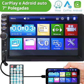 Central Multimídia Universal Mp5 com Adroid Auto e Car Play