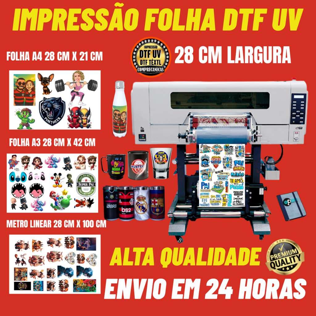 IMPRESSÃO DTF UV ENVIO IMEDIATO EM ATÉ 24 HORAS