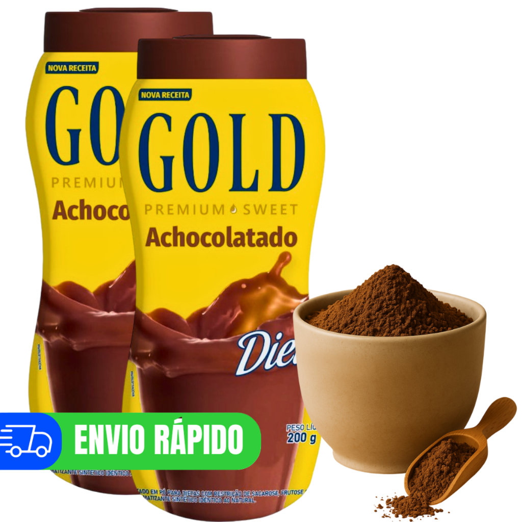 Kit 2 Achocolatado Diet Premium Gold 200g Para Diabéticos | Shopee Brasil
