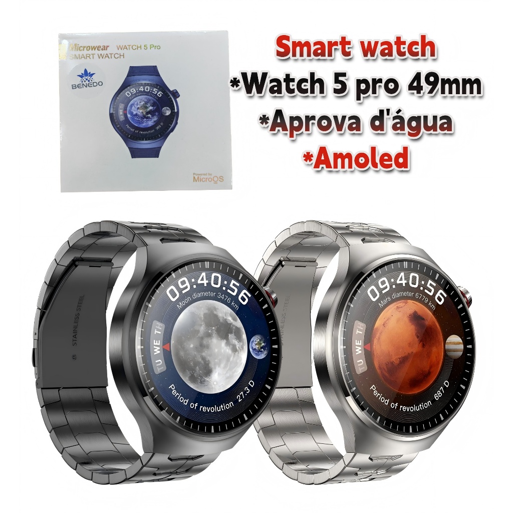 Smart Watch Mircrowear Watch 5 Pro IP68 Aprova d`agua Amoled - Gps - Nfc Chatgpt Original