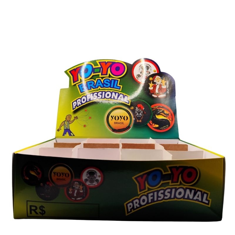 Caixa com 24 yoyos da yoyoBrasil Profissional de eixo fixo + 30