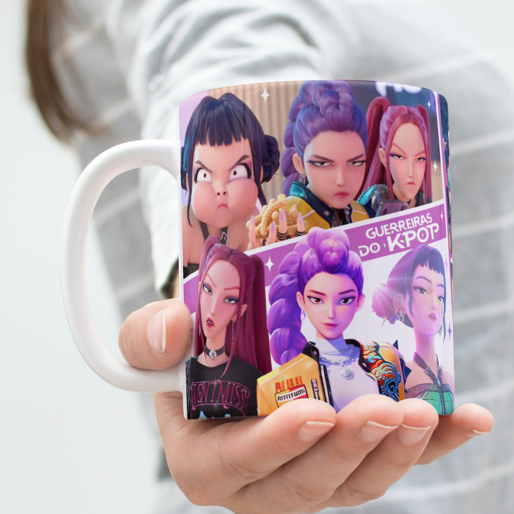 Caneca Guerreiras do K-pop - Huntrix - Rumi Mira e Zoey - Saja
