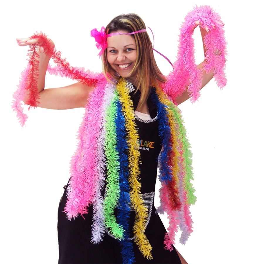 Kit 10 a 30 Marabus Plumas Festivo Colorido 1,5M Balada Neon Brilha na Luz Negra em Oferta na Shopee