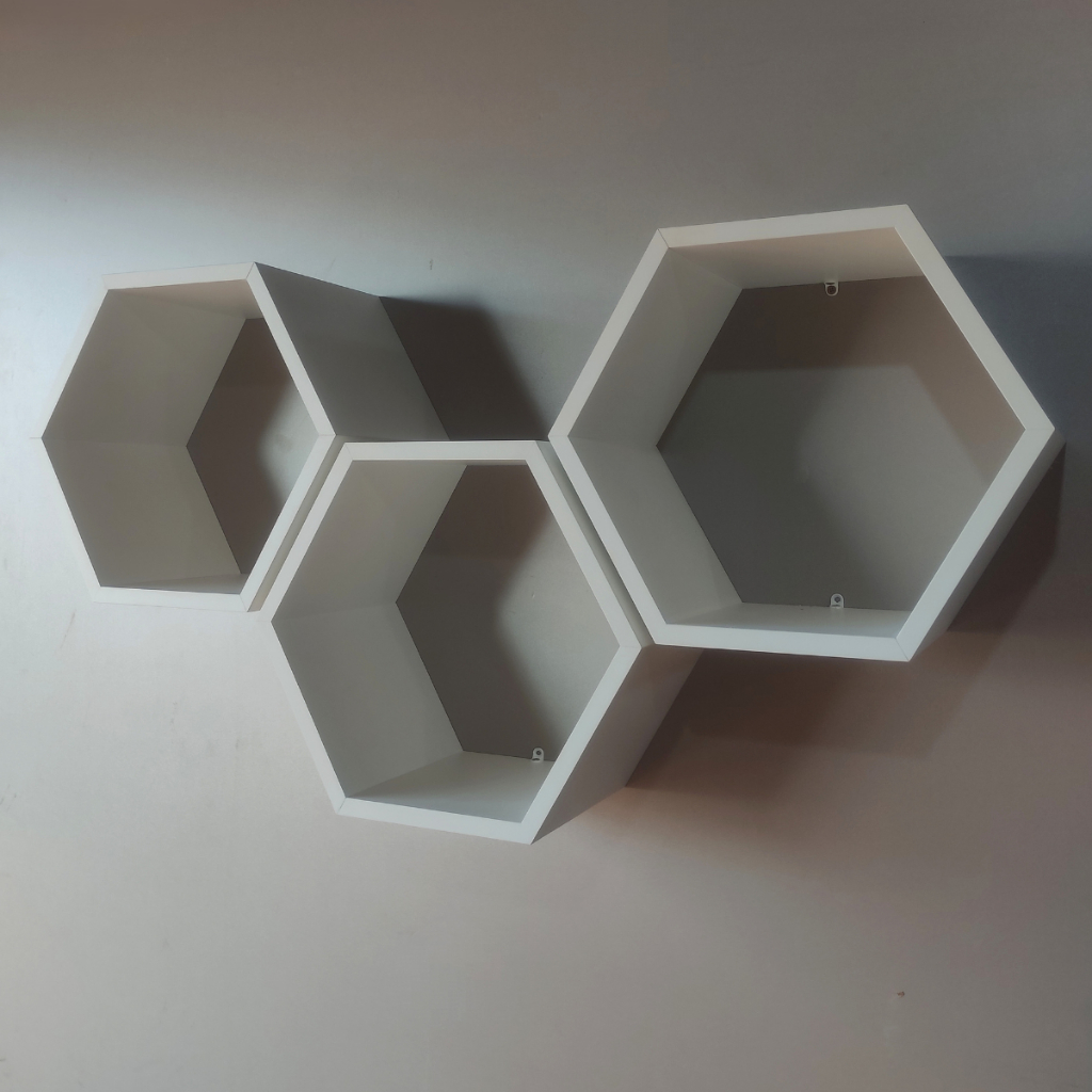 Nicho hexagonal decoração quarto infantil sala escritório em MDF Branco kit e unidade