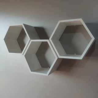 Nicho hexagonal decoração quarto infantil sala escritório em MDF Branco kit e unidade