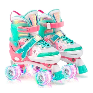 Patins Infantil De 4 Rodas Meninas Verde Sereia Com Led Ajustavel Barato Black Friday em Oferta na Shopee