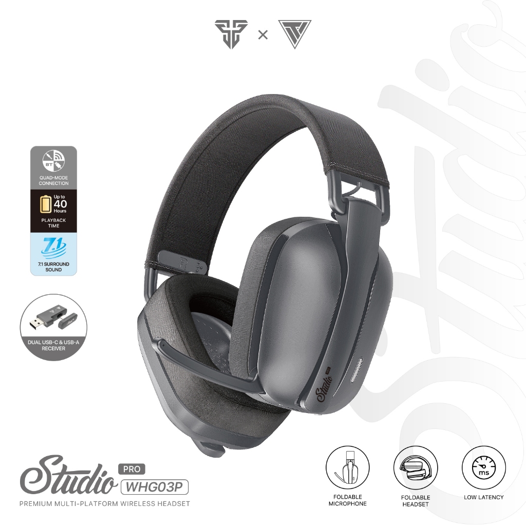 Headset Gamer Fantech Studio Pro WHG03 – Preto | Wireless - PC, MAC, XBOX ,PS ,NS, ANDROID, IOS, CHROMEOS