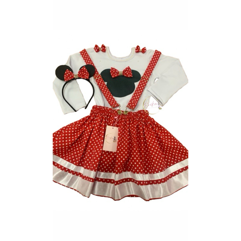 Fantasia Minnie Rosa collant+saia com suspensório Shopee Brasil