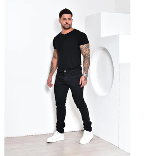Calça Sarja Masculina C/Elastano 36 ao 52 Varias Cores; Areia, Caqui, Caramelo, Preto, Azul, Chumbo, Gelo,Verde,Marrom