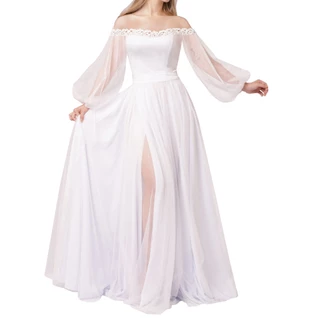 Vestido longo de noiva, casamento civil, Felicia
