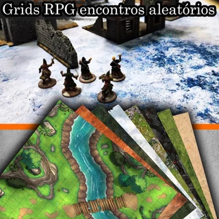 Grids Battlemap encontros aleatórios em tecido para RPG Dungeons and Dragons