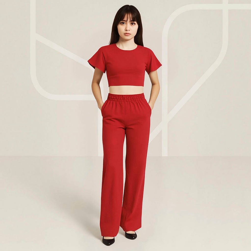 Conjunto Verão Menina Handfrog 2 Peças - Blusa Laço Calça Wide Leg