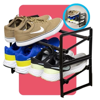 Sapateira Modular Desmontavel Empilhavel 2 Par Porta Arthi Preto Organizador Sapato Tenis em Oferta na Shopee
