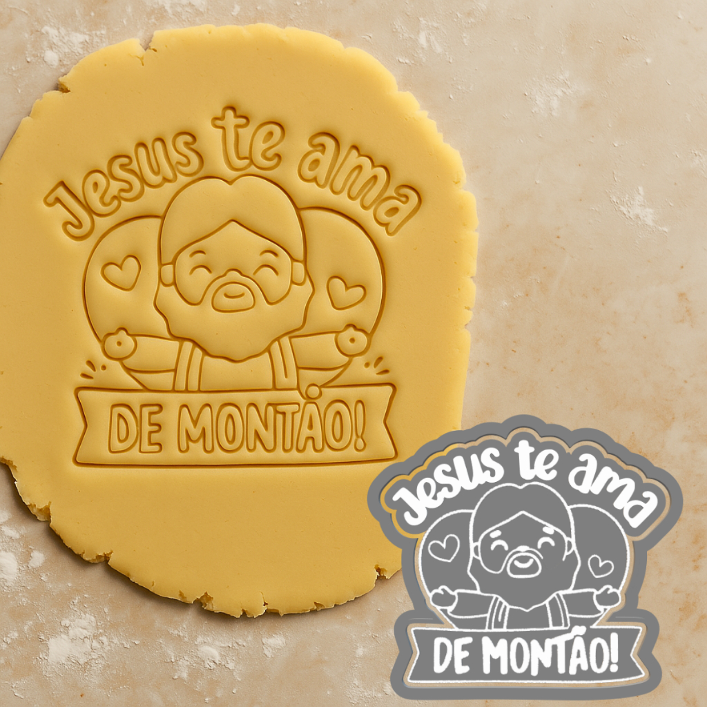 Cortador e marcador de biscoito e massas - Jesus te ama reli