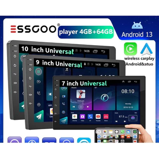 ESSGOO bluetooth 7" 9" 10" 2 din 4 + 64gb android carro mp5 player tela de toque carplay & android carro estéreo rádio