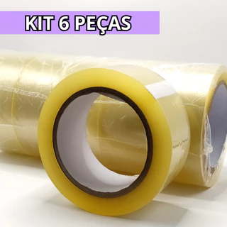 Kit 6 Rolos p/ Embalagem & Mudança Fita Adesiva 48mm x 100m Transparente