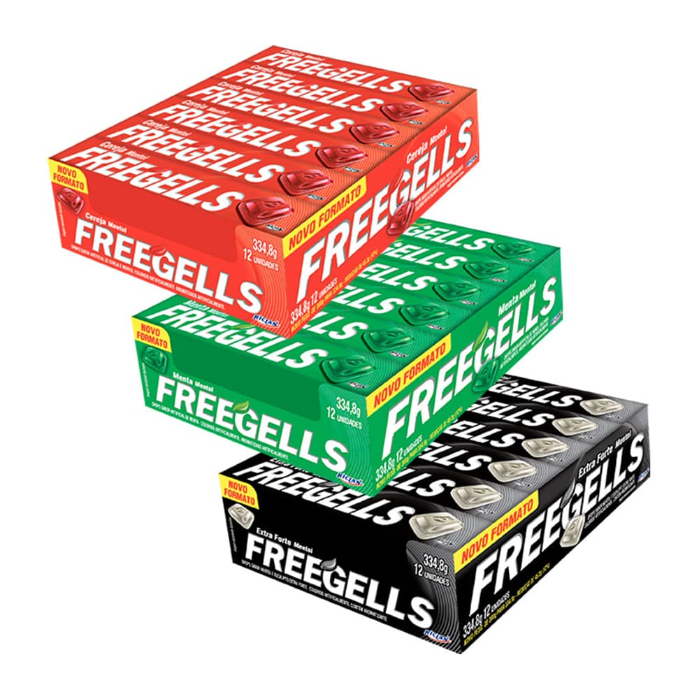 Pastilha Drops Freegells 18 Sabores Caixa c/12un Sem Glúten Riclan ...